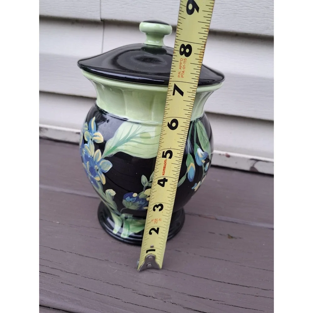 Raymond Waites Tropique Floral Porcelain Canister Cookie candy Jar 8.5 In Hight